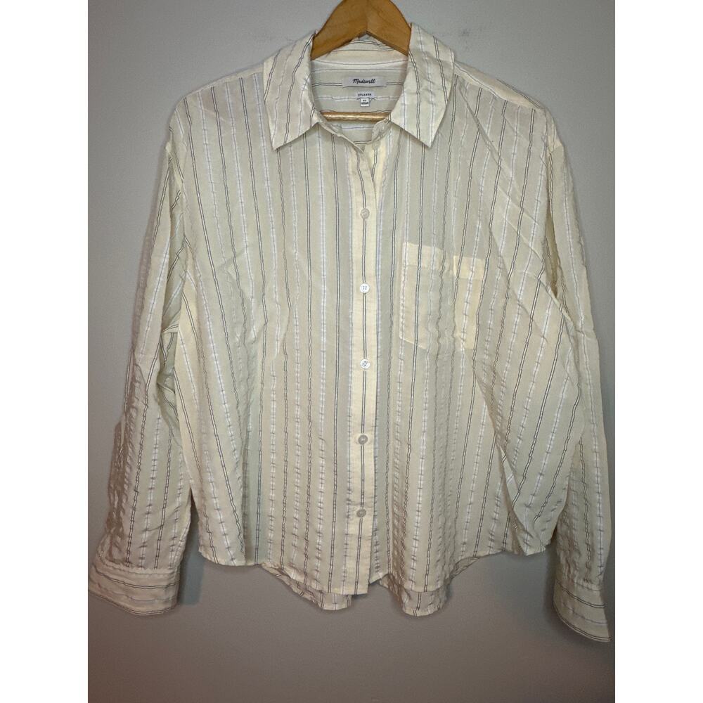 Madewell Relaxed Fit Yellow Cream Stripe Button Up Front Chest Pocket Size‎ XL